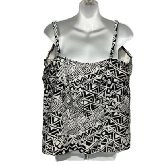 ISLAND ESCAPE WOMAN Black and White Tankini Top NWT - Picture 3 of 11